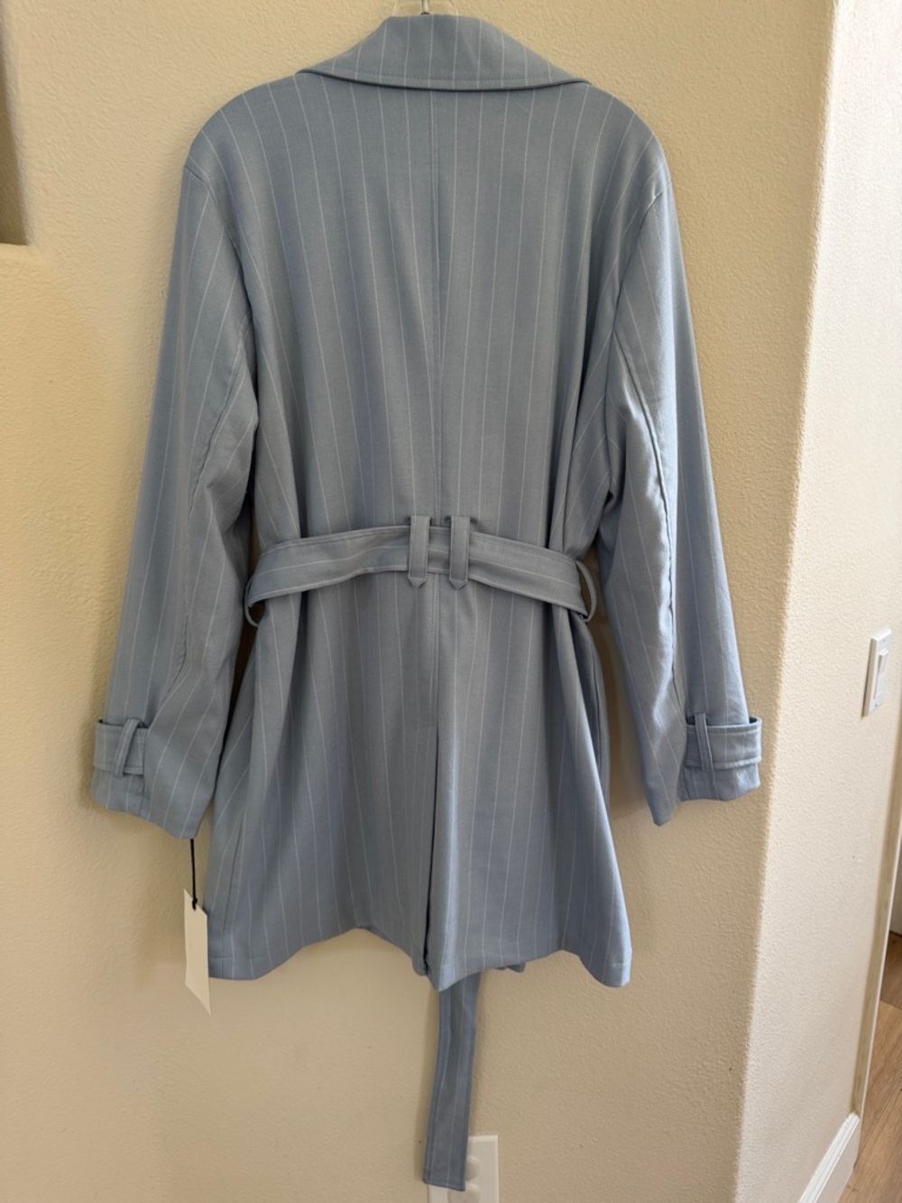 Bagatelle Light Blue Pinstripe Trench Coat-NWT - Picture 7 of 11